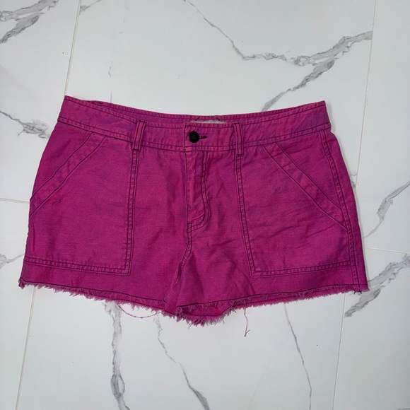 Free People Fuchsia Distressed Denim Cutoff Shorts - Picture 2 of 5